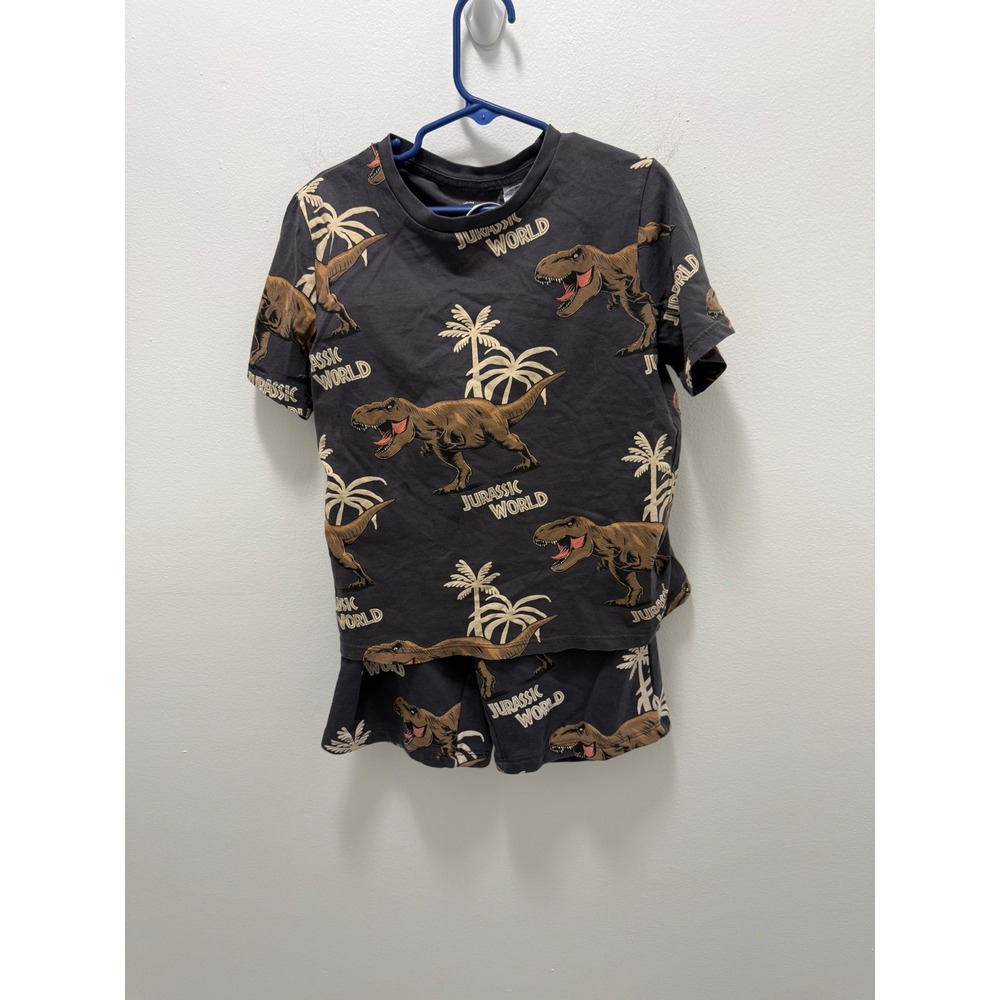 HM Jurassic World Kids T-Rex Dinosaur T-Shirt and Shorts Set Gray Size 7-8Y
